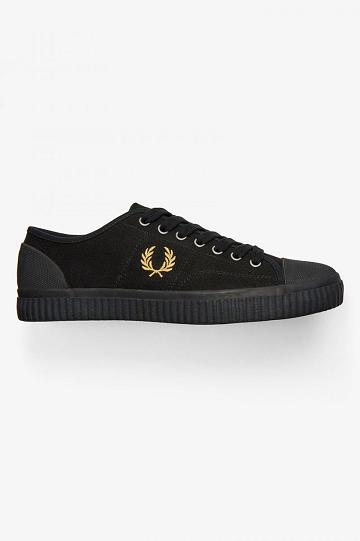 Black Fred Perry Hughes Low Men's Shoes | PH 1133QMAZ